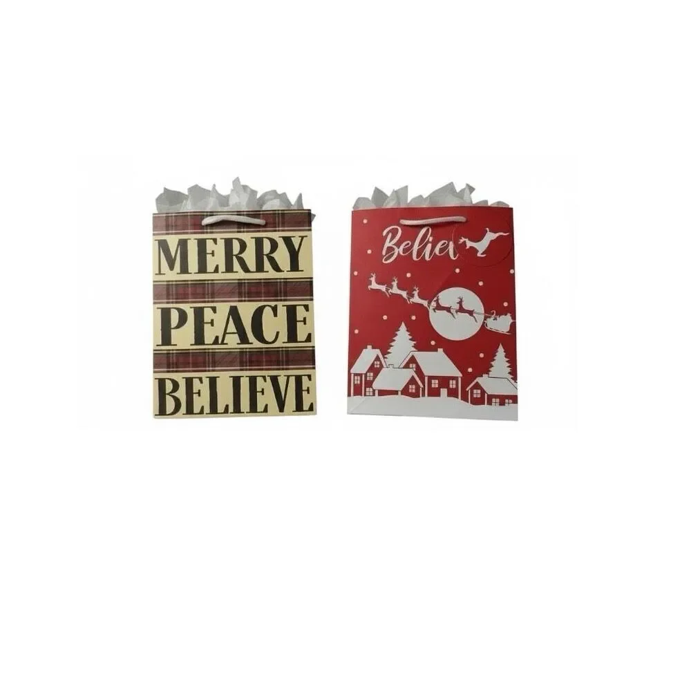 MB3. Set of 6 Festive Mixed Size Holiday Gift Bags